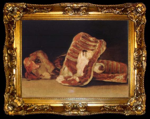 framed  Francisco de Goya Style life with lamb head, ta009-2